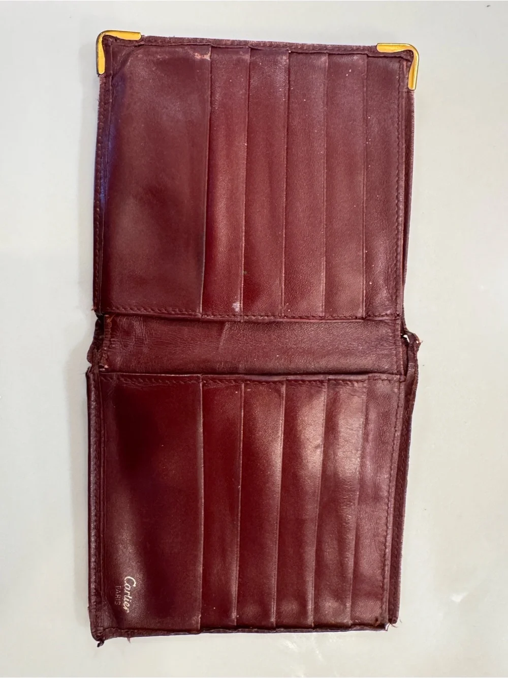 Authentic Cartier Must de Cartier Burgundy 100% Leather Wallet